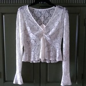 Lunik stretch lace peplum top S NWT